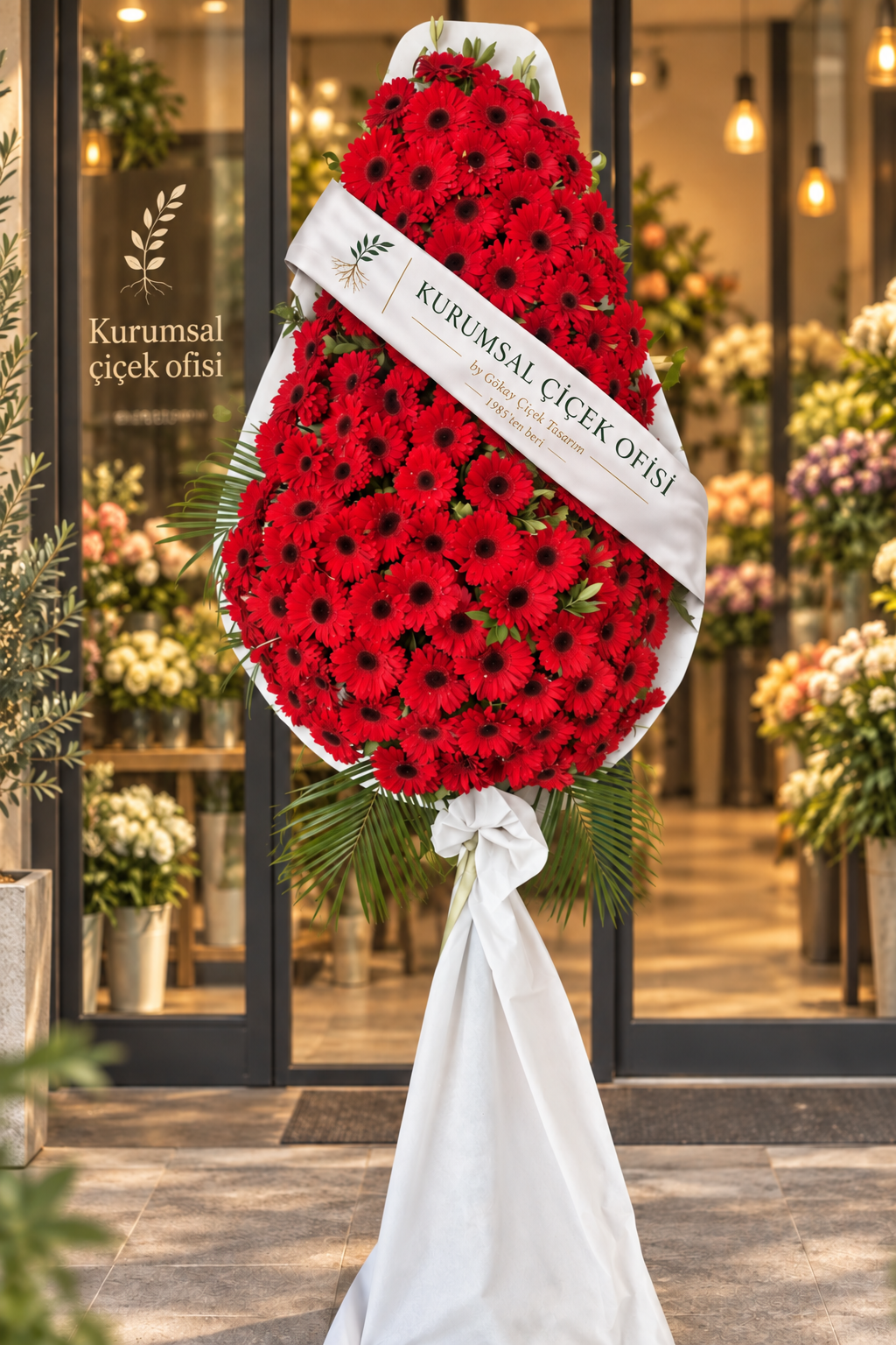 Kırmızı Gerbera Açılış & Tebrik Çelengi