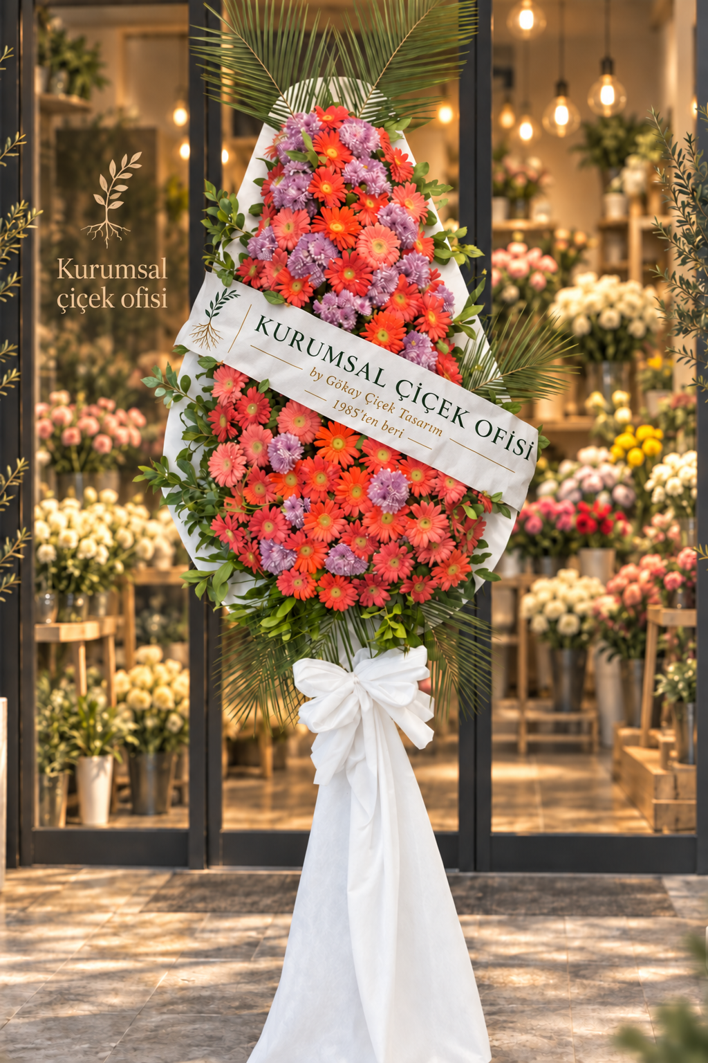Renkli Gerbera Premium Açılış & Tebrik Çelengi
